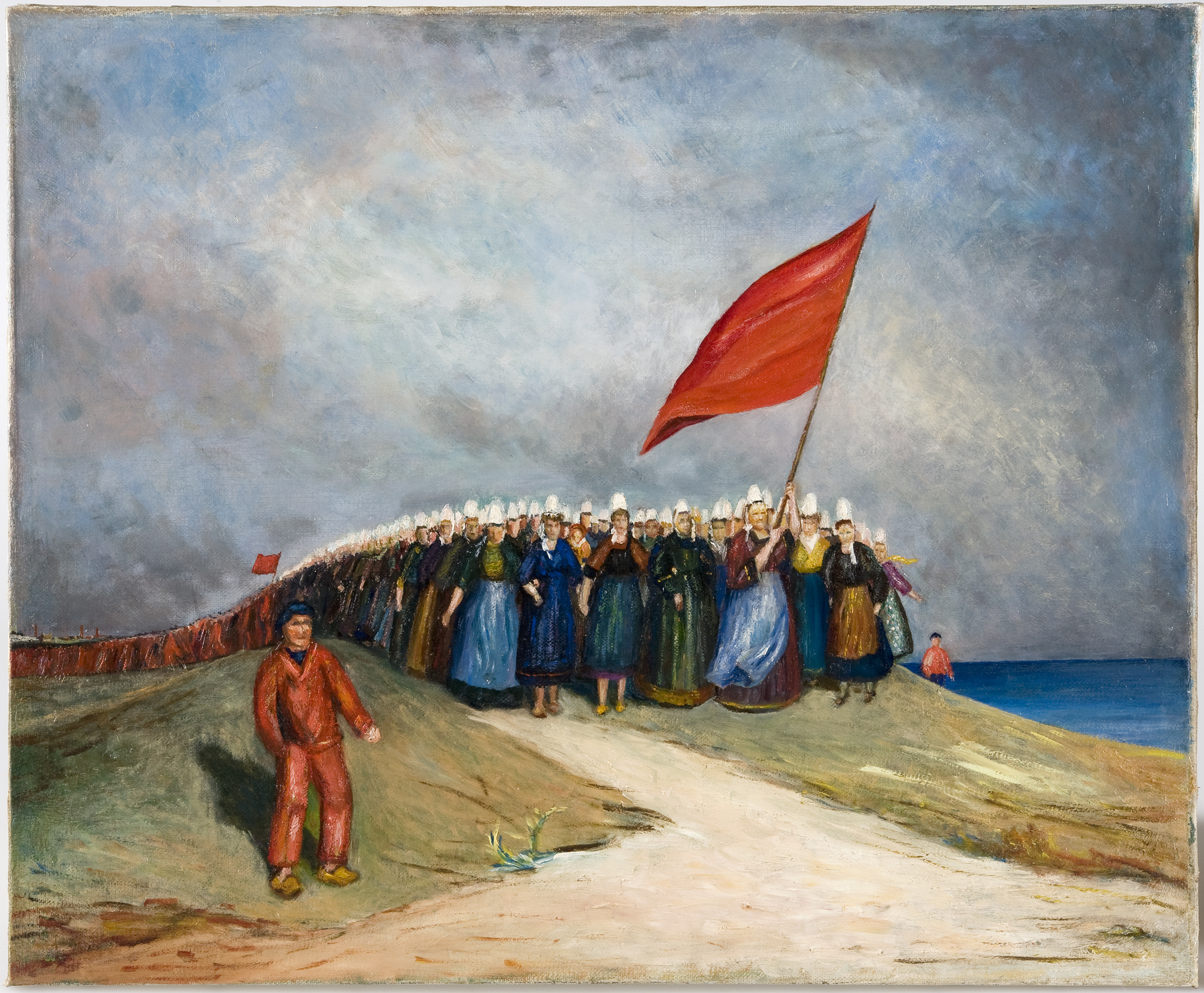 La révolte des sardinières - Peinture de Charles Tillon, peintre amateur, responsable pour la Bretagne de la CGTU  ; 1926. (source : Musée de Bretagne et de l'Ecomusée de la Bintinais)