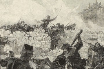 Episode de la Commune, prise d'une barricade, 1871 - Vierge, Daniel (Daniel Urrabieta Ortiz y Vierge, dit) , Graveur (CC0 Paris Musées / Musée Carnavalet – Histoire de Paris)