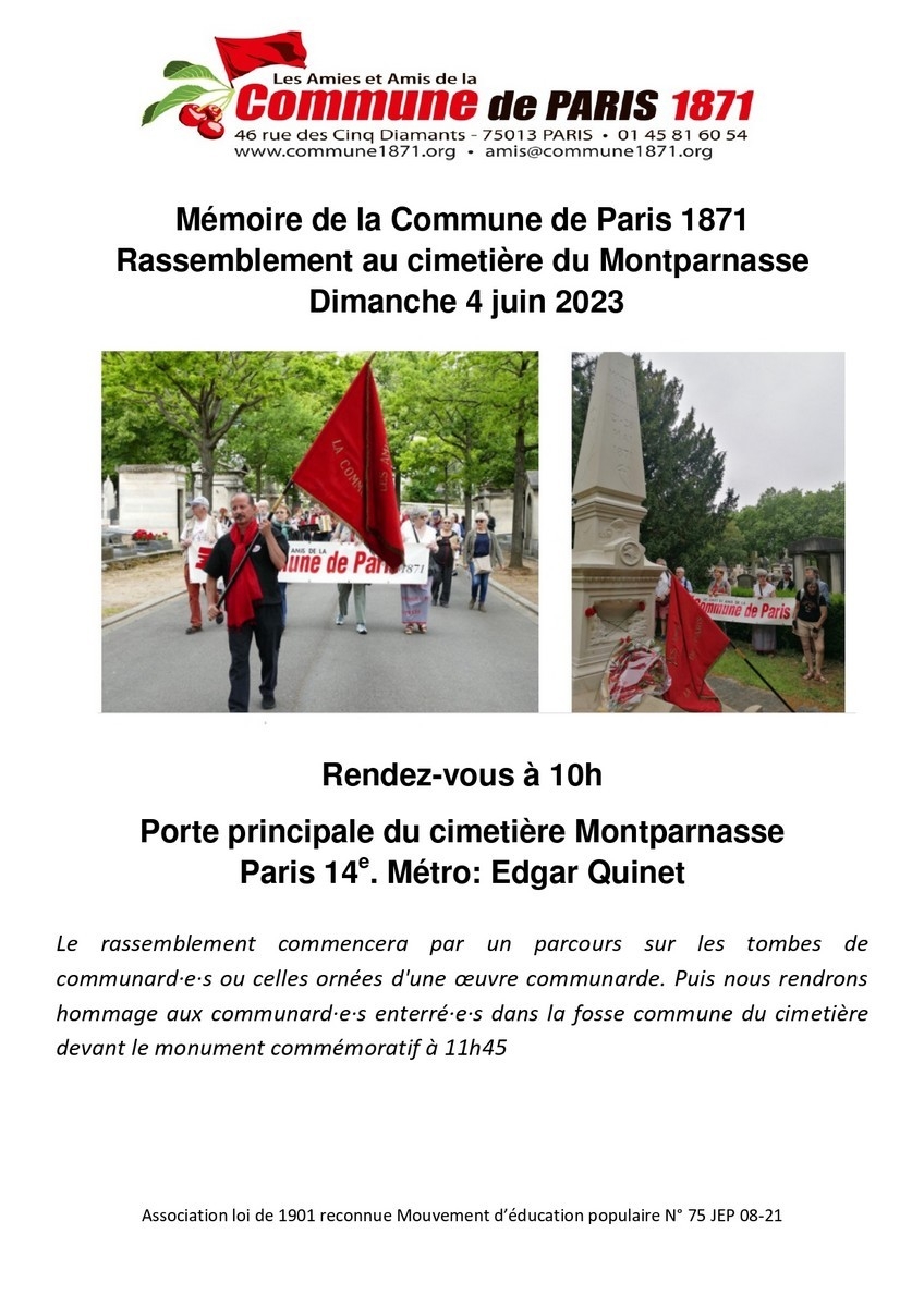 Affiche de la commémoration au cimetière du Montparnasse du 4 juin 2023
