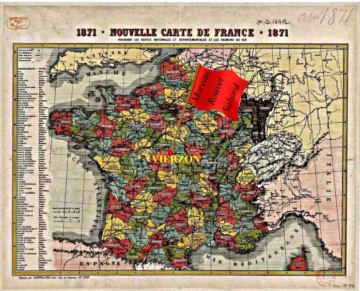 Vierzon carte France 1871