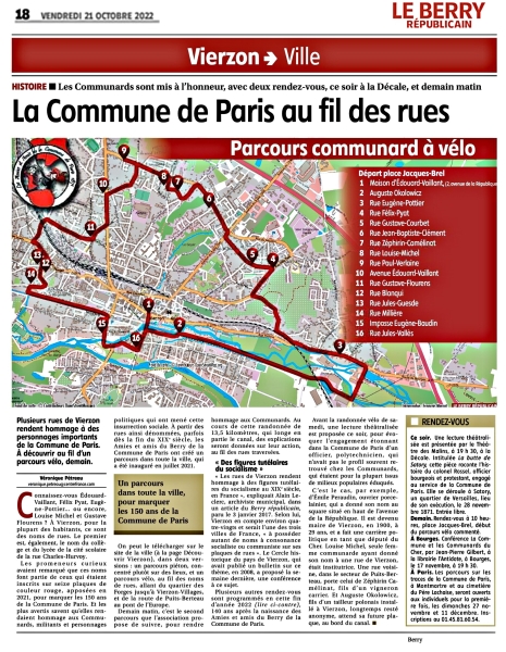 vierzon parcours communard velo 22-10-2022