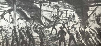 Ouvriers dans une usine à la fin du XIXème siècle