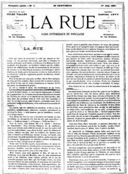 "La Rue - Paris pittoresque et populaire" - Journal de Vallès N°1 du 1er juin 1867